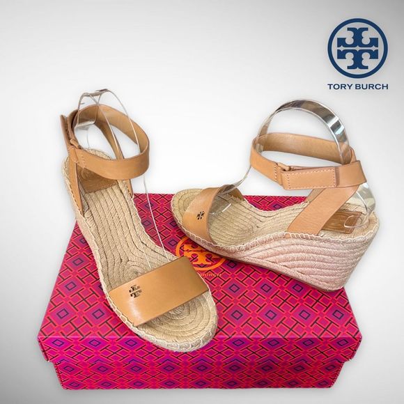 Tory Burch Bima 2 Espadrille Wedge 90mm Heel 8(M) Sandal Natural Vachetta $298 - Picture 13 of 14